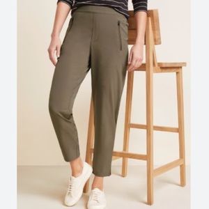 Garnet Hill Recycled Commuter Pull On  Trousers Pant Color Dark Olive Size M